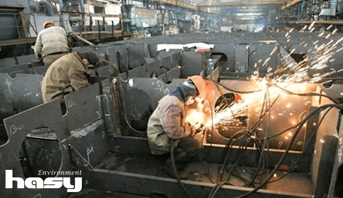 Welding activities in the factory
