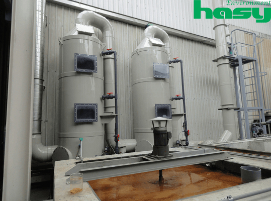 Hệ thống tháp phun sương xử lý khí thải hơi axit Hệ thống tháp phun sương xử lý khí thải hơi axit